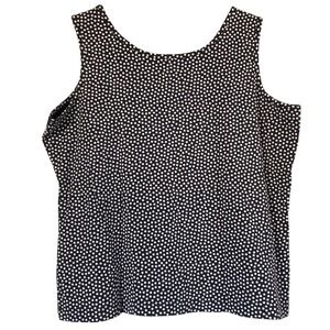 Lands' End Women's L/P 14-16 Polka Dot Sleeveless Top Black White Blouse‎